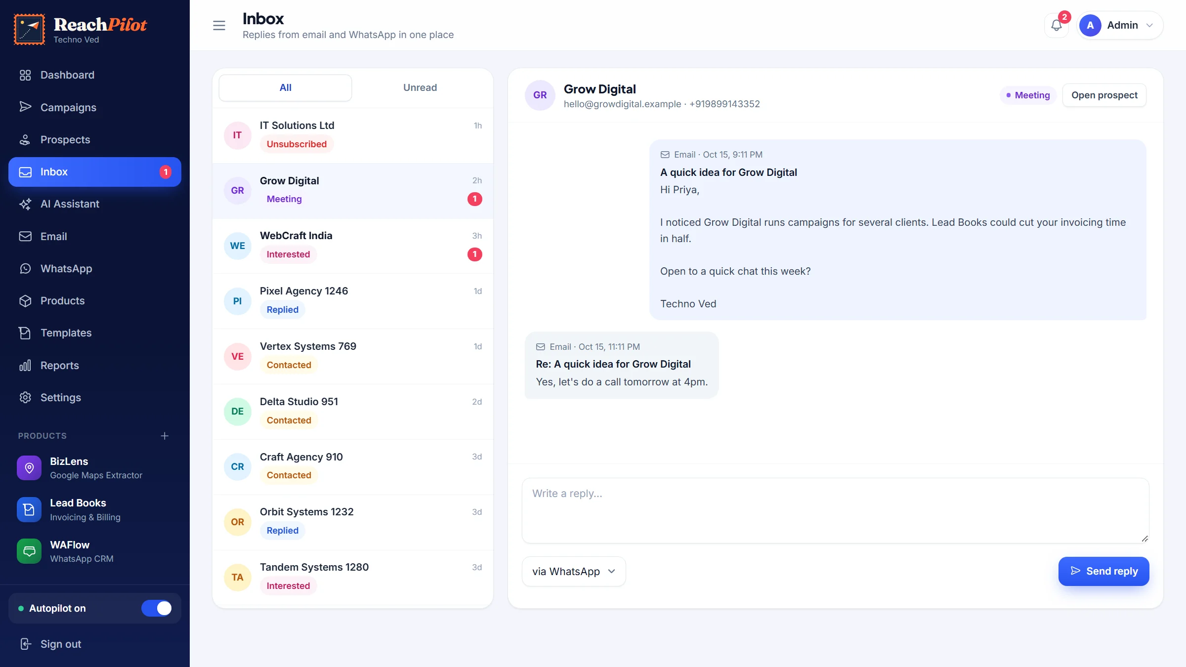 ReachPilot one inbox for every reply screen